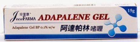 Jecefarma Adapalene Gel 0.1% w/w 15gm/lamitube (P1S1S3)